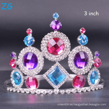 Corona cristalina coloreada de la reina de la tiara de la boda de la tiara de la corona del desfile para la venta